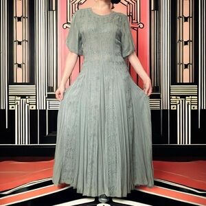 Vintage blue dress with waist tie